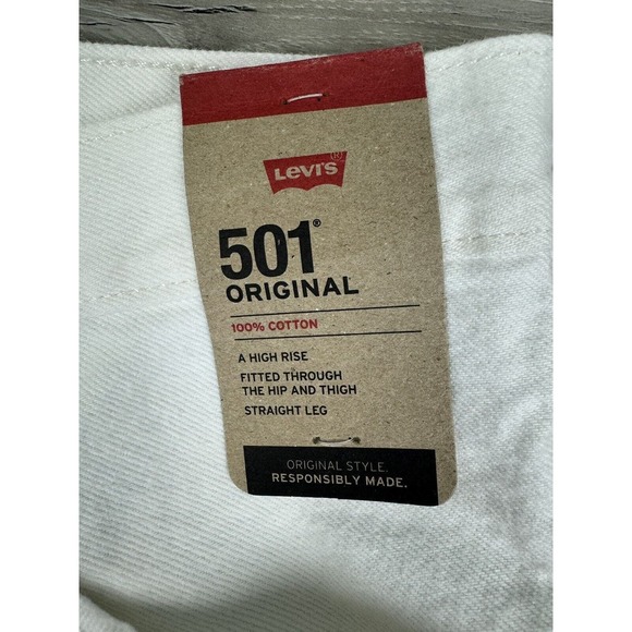 501® LEVI'S® ORIGINAL JEANS‎ In Destructed White Sz 31x30 NWT $128 - Picture 5 of 9